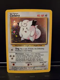 Clefairy Holo Rare Base Set Unlimted 5/102 Vintage 1999 WOTC Pokemon Card TCG - Image 2