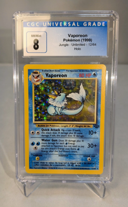 1999 Pokemon Jungle Vaporeon 12/64 Holo Card CGC 8 - Image 1