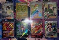 Pokemon TCG 8 Card Lot Secret Illustration Rare Erika, Gold Teal Mask, Rainbow - Image 1