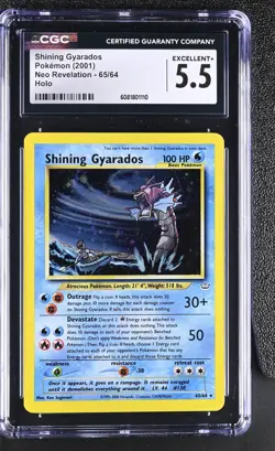 CGC 5.5 Shining Gyarados 2001 Neo Revelation 65/64 Holo Pokemon Card - Image 1