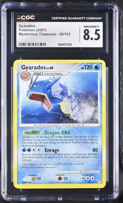 CGC 8.5 Gyarados 2007 Mysterious Treasures 26/123 Pokemon Card - Image 1