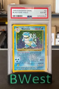 PSA 6 Blastoise Holo Rare 2 Base Set 1999 Pokemon TCG Card - Image 1