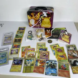 Pokemon TCG Vivid Voltage Collector Lunch Box Tin Filled Cards Slabs & More - Image 1