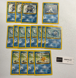 LOT OF 16 POKEMON CARDS BASE SET UNLIMITED MAGIKARP POLIWHIRL SEEL /102 MP-HP - Image 1