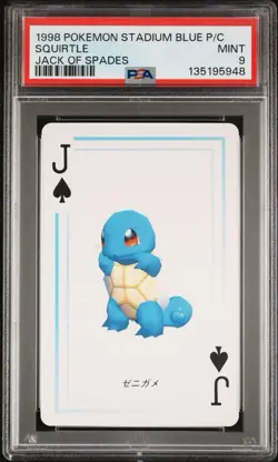1998 POKEMON STADIUM BLUE VERSION PLAYING CARDS JACK OF SPADES SQUIRTLE PSA 9 - Image 1