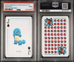 1998 POKEMON STADIUM BLUE VERSION PLAYING CARDS JACK OF SPADES SQUIRTLE PSA 9 - Image 3