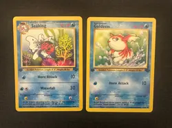 Jungle 1st Edition Lot: Seaking 44/64 + Goldeen 53/64 Vintage Pokemon TCG Cards - Image 1