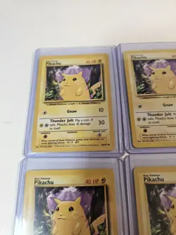 Pokemon Pikachu Card Lot Of 4 FOUR Yellow Cheeks Shadowless 58/102 Base Set LP - Image 3