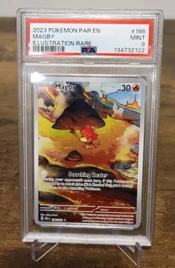 2023 POKEMON PARADOX RIFT ILLUSTRATION RARE #186 MAGBY PSA 9 - Image 1