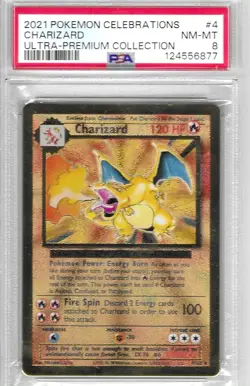 2021 POKEMON CELEBRATIONS GOLD CHARIZARD #4 ULTRA-PREMIUM COLL. PSA 8 NM-MT NEW - Image 1