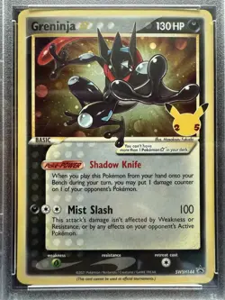 Pokemon Greninja Gold Star Celebrations ETB Black Star Holo Promo SWSH144 PSA 9 - Image 2
