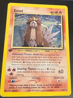 Pokemon TCG Entei 6/64 Neo Revelation Holo Rare 1st Edition MP Swirl - Image 1