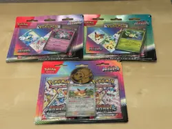 2x Pokemon TCG Prismatic Evolutions Tech Sticker and 1x Eevee 2 Pack Blister - Image 1