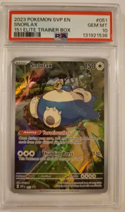 PSA 10 Snorlax 051 Pokemon SVP EN 151 Elite Trainer Box Promo 2023 GEM MINT - Image 4