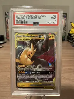 Pokemon Pikachu & Zekrom GX 33/181 Ultra Rare Team Up PSA 9 - Image 1