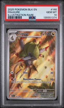 2025 POKEMON BLK EN-BLACK BOLT ILLUSTRATION RARE #146 FRAXURE PSA 10 - Image 1