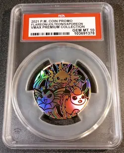 Pokemon 2021 Coin Promo Flareon/Jolteon/Vaporeon VMAX Premium Collection PSA 10 - Image 2