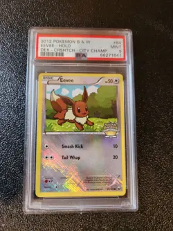 2012 Pokemon B & W DEX Eevee-Holo CRSHTCH - City Championships #84 PSA 9 EX-MT - Image 1