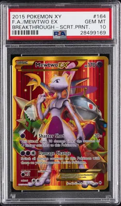 2015 POKEMON XY BREAKTHROUGH SECRET #164 FULL ART/MEWTWO EX PSA 10 - Image 1