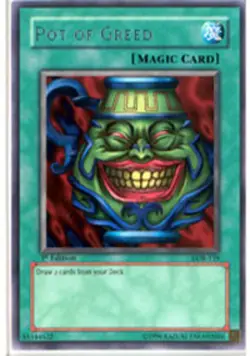 Yugioh! LP Pot of Greed - LOB-119 - Rare - 1st Edition Lightly Played, English - Image 1