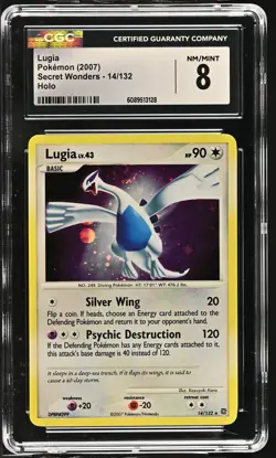 CGC 8 Lugia 2007 Secret Wonders 14/132 Holo SWIRL Pokemon Card - Image 1