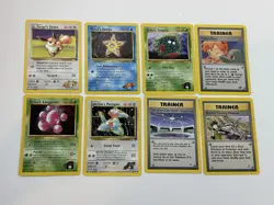 Vintage Lot Of 8 Gym Pokemon Cards Lt Surge’s Eevee Misty Erika - Image 1