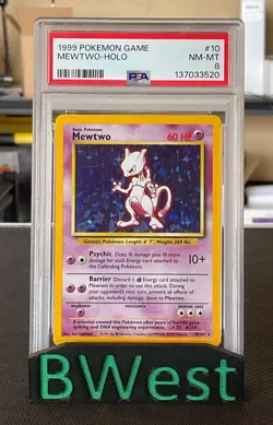 PSA 8 Mewtwo Holo Rare 10 Base Set 1999 Pokemon TCG Card - Image 1