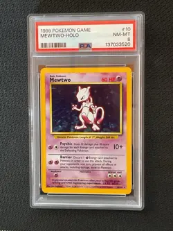 PSA 8 Mewtwo Holo Rare 10 Base Set 1999 Pokemon TCG Card - Image 2