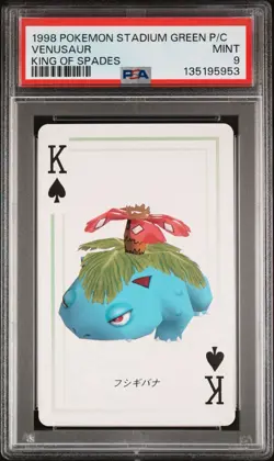 1998 POKEMON STADIUM GREEN VERSION PLAYING CARDS KING OF SPADES VENUSAUR PSA 9 - Image 1