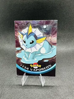 Vaporeon #134 Topps TV Animation Edition Rainbow Foil Blue Logo LP Pokemon Card - Image 1