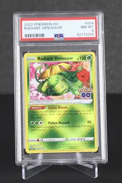 2022 POKEMON GO RADIANT VENUSAUR CARD #004 PSA 8 NM-MT - Image 1