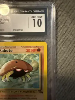 Pokemon TCG Kabuto Fossil 1st Edition Common Card 50/62 CGC Prestine 10. 1999 - Image 4