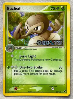 Pokemon Nuzleaf #43/107 Reverse Holo Uncommon - 2005 EX Deoxys - NM Condition - Image 1