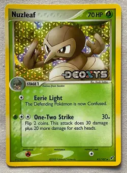 Pokemon Nuzleaf #43/107 Reverse Holo Uncommon - 2005 EX Deoxys - NM Condition - Image 2