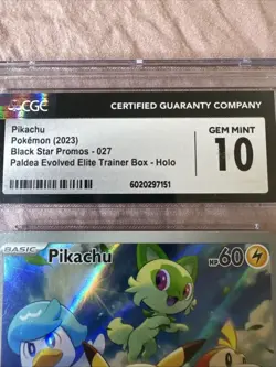 2023 Pokemon Paldea Evolved Pikachu ETB Black Star Promos 027 CGC 10 - Image 3