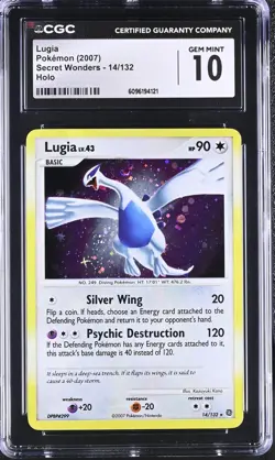 CGC 10 GEM MINT Lugia 2007 Secret Wonders 14/132 Holo SWIRL Pokemon Card - Image 1