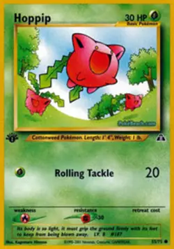 Pokemon - Hoppip - 55/75 - Common - 1st Edition - Neo Discovery - NM - Image 1