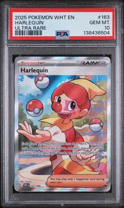 PSA 10 HARLEQUIN #163 ULTRA RARE FULL ART 2025 POKEMON WHT EN WHITE FLARE - Image 1