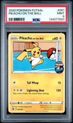 2020 POKEMON FUTSAL #001 PIKACHU ON THE BALL PSA 9 - Image 1