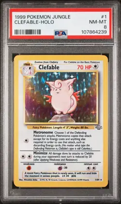 1999 POKEMON JUNGLE #1 CLEFABLE-HOLO PSA 8 - Image 1