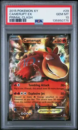 2015 POKEMON XY PRIMAL CLASH #29 CAMERUPT EX PSA 10 - Image 1