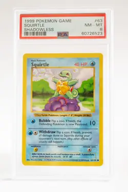 Pokemon 1999 Base Set Shadowless Squirtle [PSA 8] - Image 1