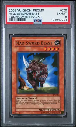 2003 YU-GI-OH! PROMO TP4-TOURNAMENT PACK 4 #020 MAD SWORD BEAST PSA 6 - Image 1
