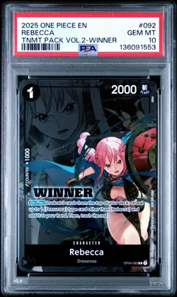 PSA 10 Rebecca Tournament Promo OP04-092 One Piece Winner Pack Volume 2 English - Image 1