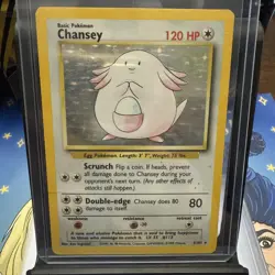 Pokemon TCG Chansey Base Set Holo Unlimited Rare Card 3/102 mp Condition - Image 1