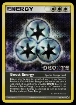 Pokemon Card - Boost Energy Deoxys 93/107 Uncommon Reverse Holo Stamped - Image 1