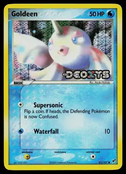 Pokemon Card - Goldeen Deoxys 61/107 Common Reverse Holo Stamped - Image 1