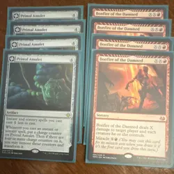 Magic: The Gathering Primal Amulet & Bonfire of the Damned Lot. 4 of each - Image 1