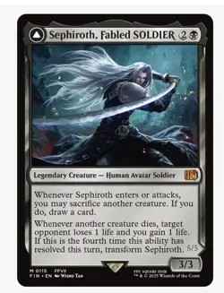 NM - Sephiroth, Fabled Soldier Magic: The Gathering Final Fantasy - Free Ship - Image 1