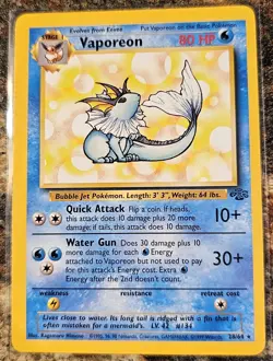 1999 Pokemon Jungle Rare Vaporeon 28 NM or Better - Image 1